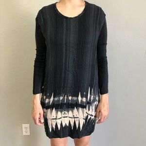 Anthropologie Black/ Grey/ Cream Dyed Mini Dress